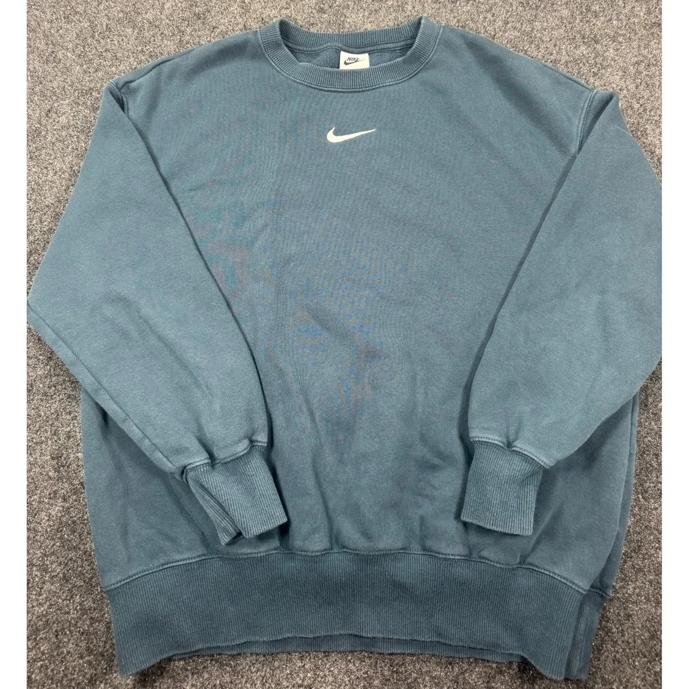 VTG Nike Center Swoosh Crewneck Sweatshirt Blue Faded Y2K Men's Small